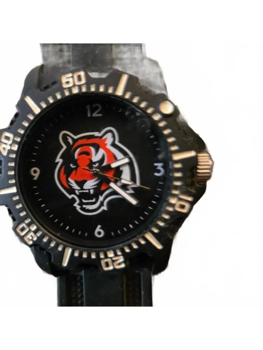 NFL Cincinnati Bengals Black Women's Watch with Team Logo, Good Condition